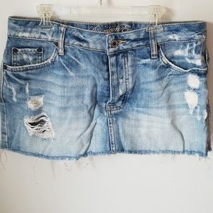American Eagle Distressed jean mini skirt